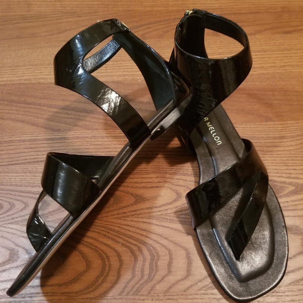 Tamara Mellon Stride 05 Black Patent Gladiator Sandal